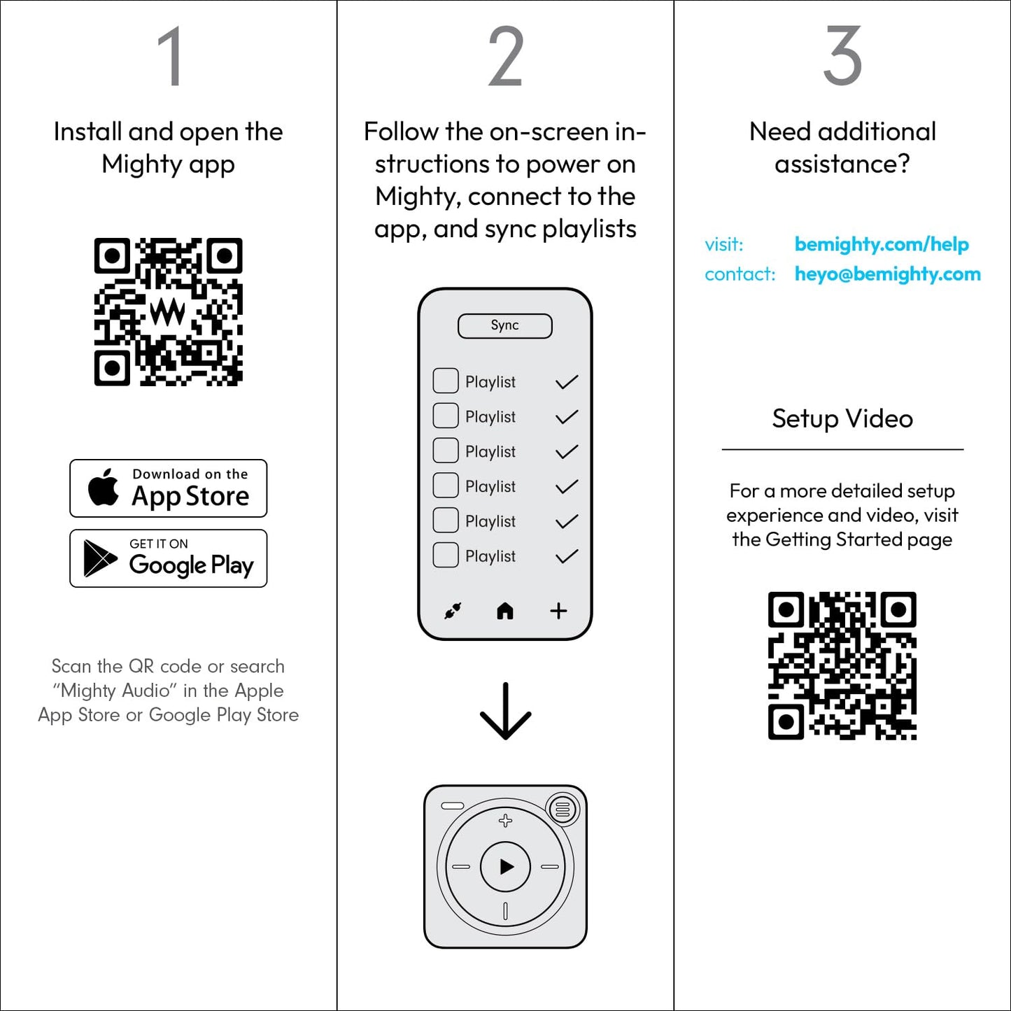Mighty 3 Spotify & Amazon Music Player (editie 2026) - draagbaar, schermvrij, werkt offline - compatibel met Bluetooth en bedrade hoofdtelefoons - slaat meer dan 1.000 nummers op - geen telefoon nodig
