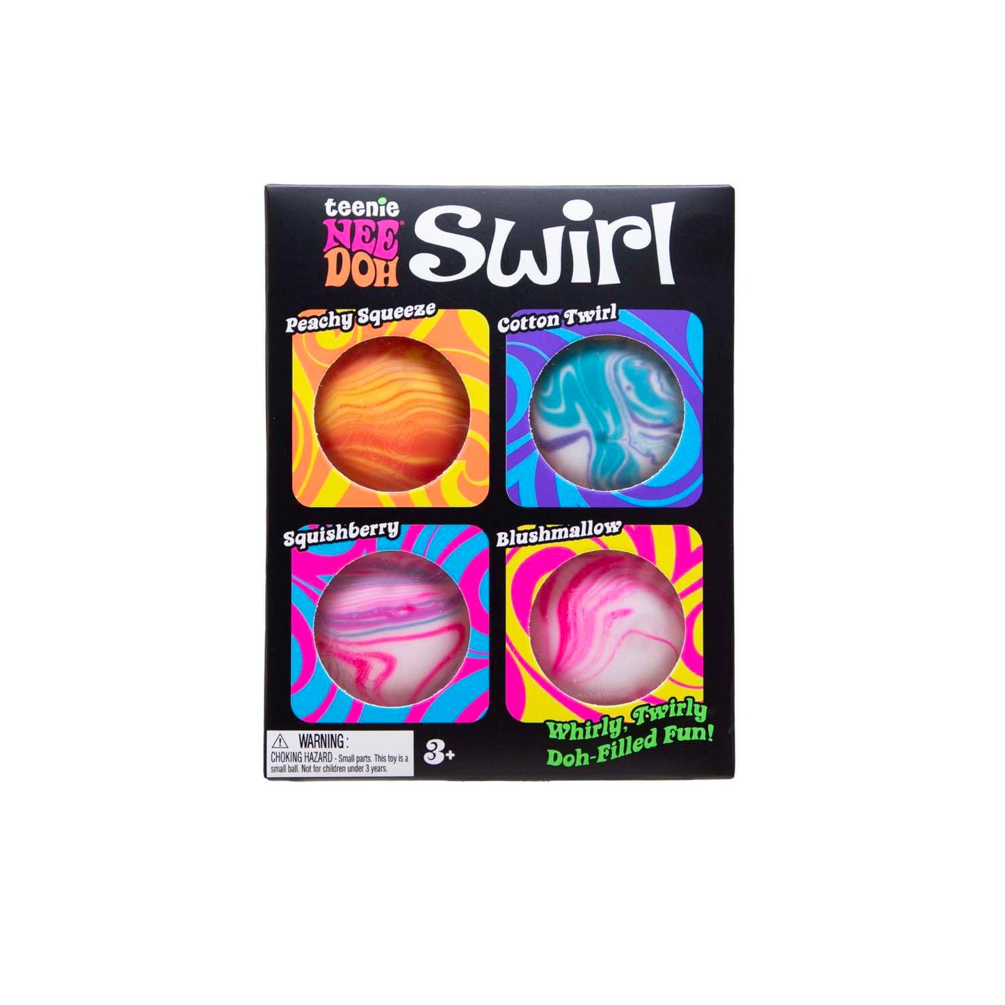 NeeDoh Teenie Swirl 4 Pack - Sensory Squeeze Toy - 1.5" in Diameter - Colors May Vary