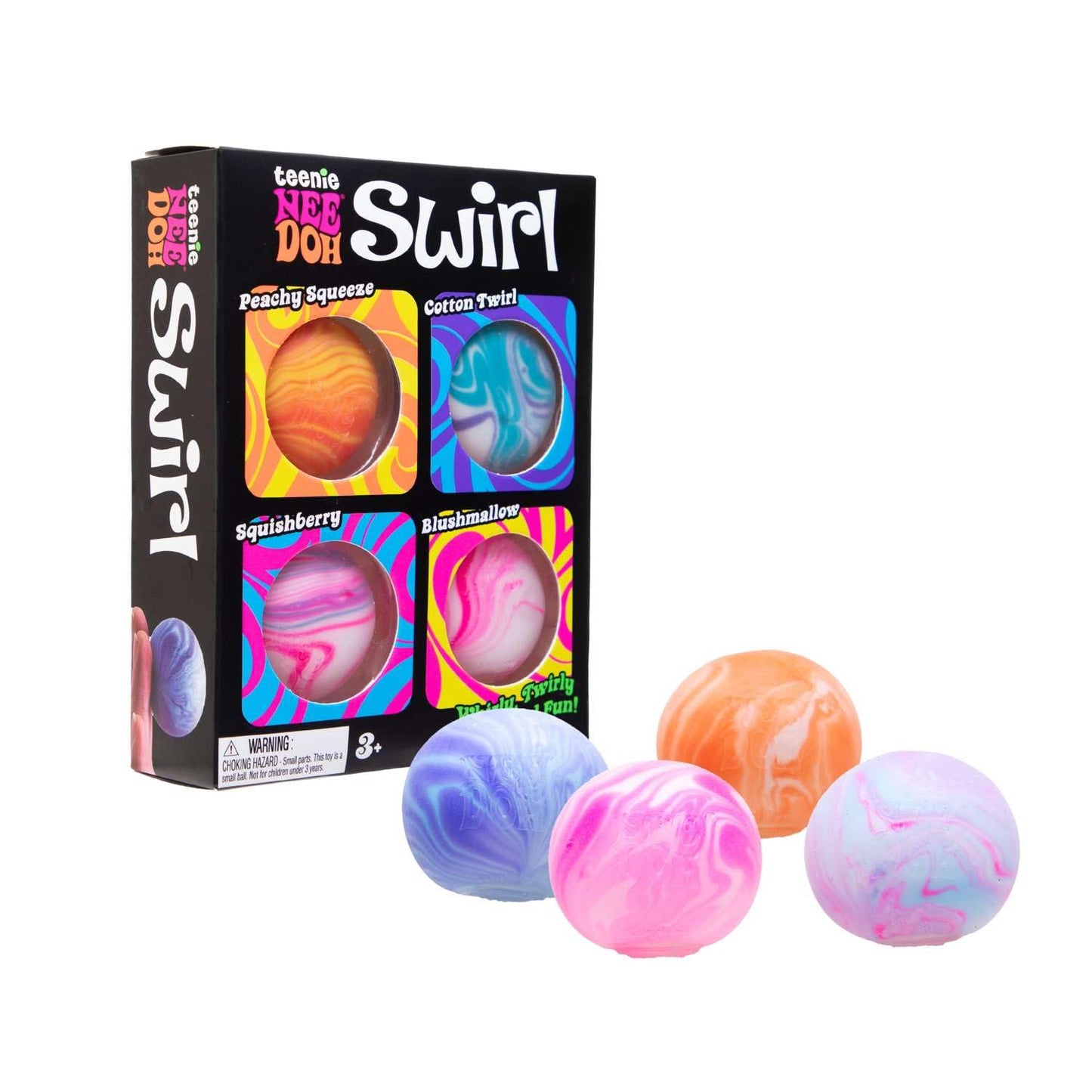 NeeDoh Teenie Swirl 4 Pack - Sensory Squeeze Toy - 1.5" in Diameter - Colors May Vary