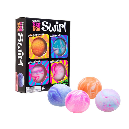 NeeDoh Teenie Swirl 4 Pack - Sensory Squeeze Toy - 1.5" in Diameter - Colors May Vary