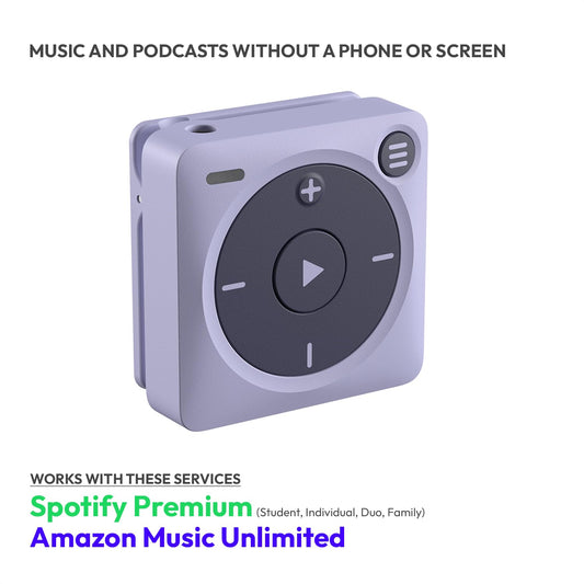 Mighty 3 Spotify & Amazon Music Player (editie 2026) - draagbaar, schermvrij, werkt offline - compatibel met Bluetooth en bedrade hoofdtelefoons - bewaart meer dan 1.000 nummers - geen telefoon