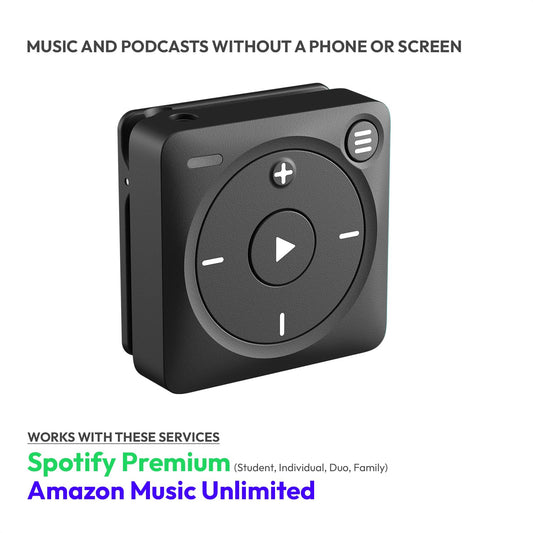 Mighty 3 Spotify & Amazon Music Player (2026 Edition) - Portable, Screen Free, Works Offline - Bluetooth and Wired Headphones Compatible - Stores Over 1,000 Songs - No Phone Needed