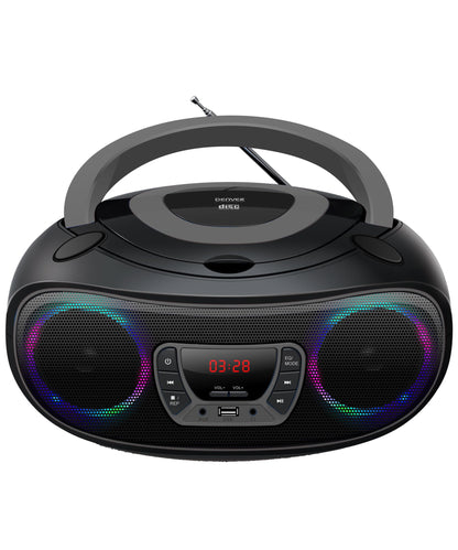 Denver Draagbare CD Speler Kinderen - Bluetooth - Lichteffecten - Boombox - AUX - FM - TCL212BT - Grijs